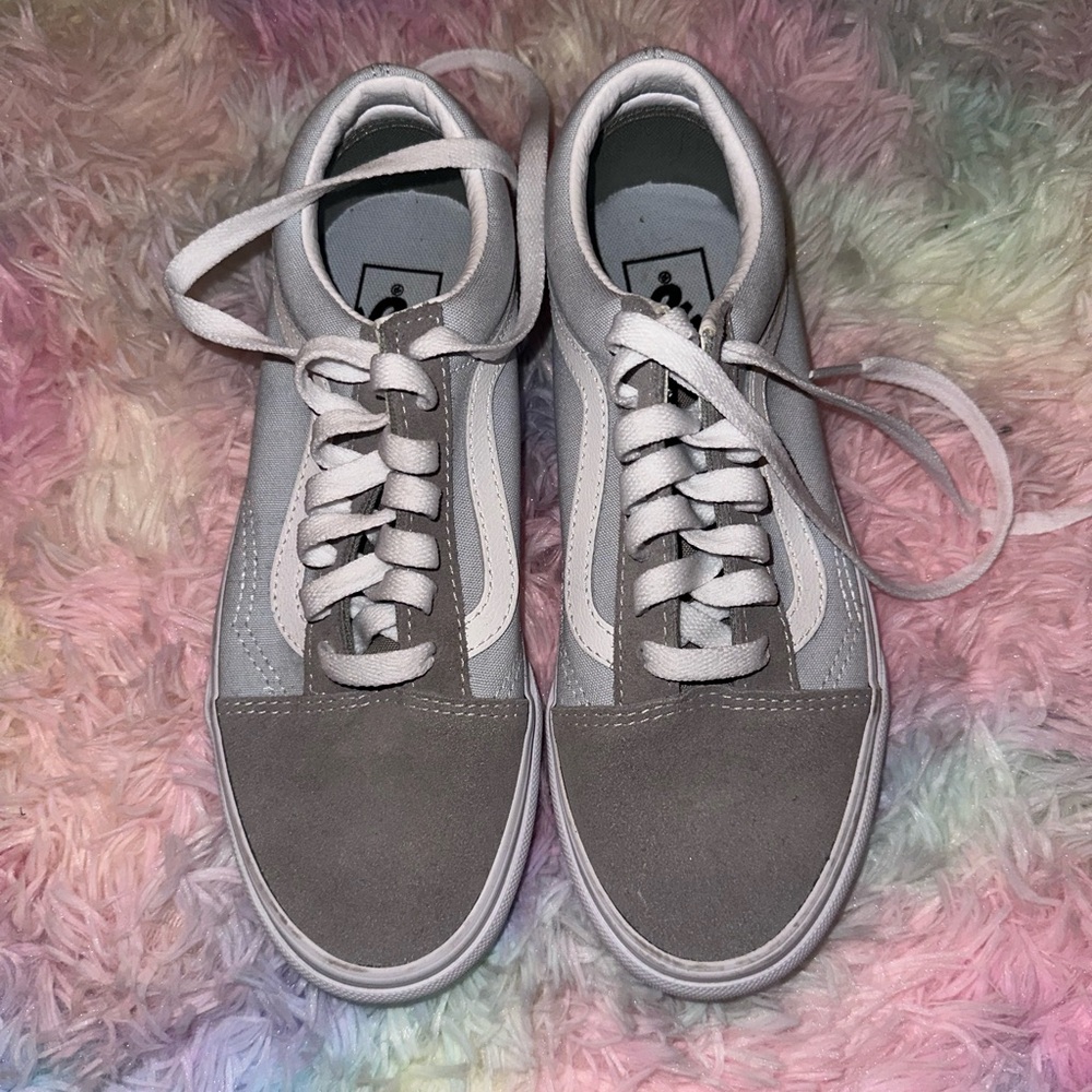 Lightly worn Vans Gray and White Athletic Shoes